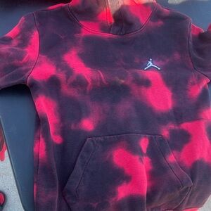 Jordan Kids Tie-Dye Red and Black Hoodie